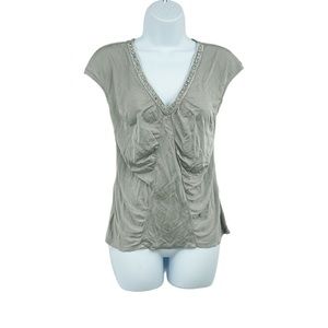 Vintage Y2K Express Silver Short Sleeve Shirt Size Medium